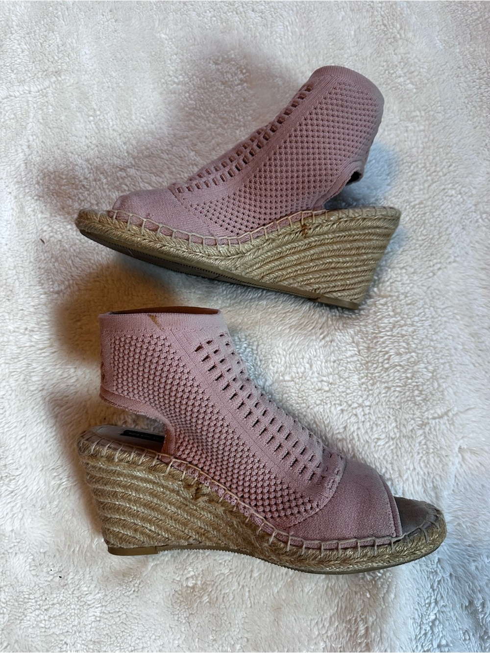 Steve Madden Dusty Pink Knit Espadrille Wedge Sandals